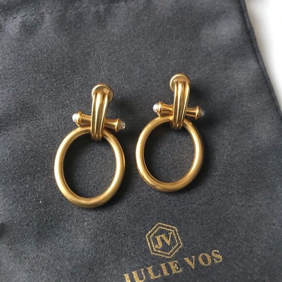 NWOT Julie Vos Gold Hoop Earrings - Picture 1 of 4